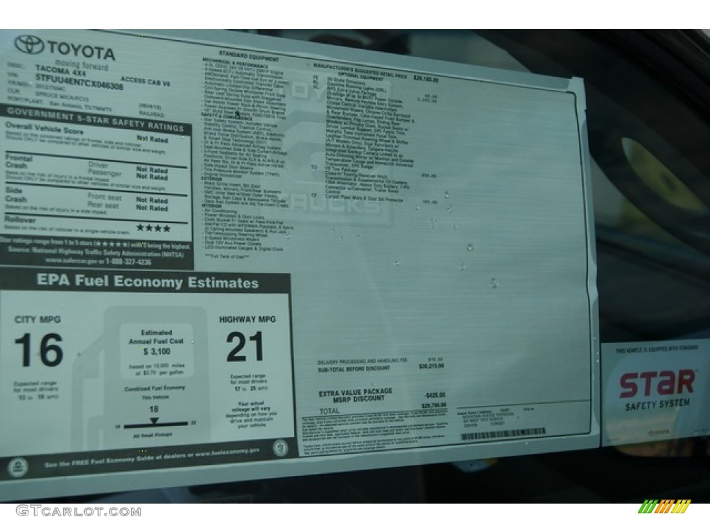 2012 Tacoma V6 SR5 Access Cab 4x4 - Spruce Green Mica / Graphite photo #11