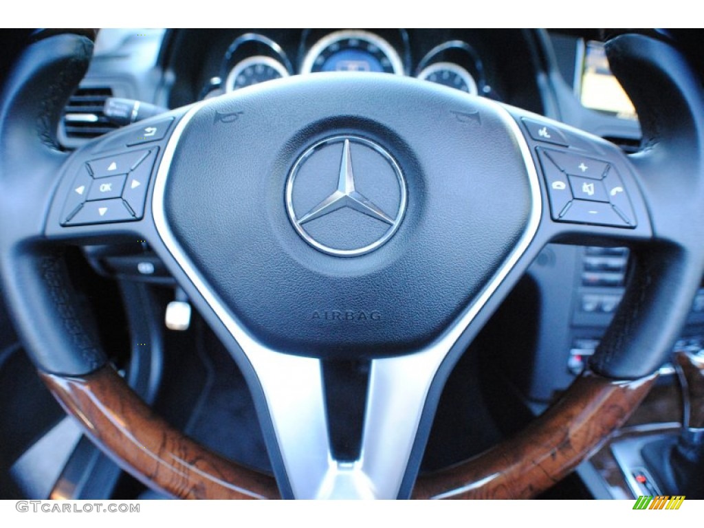 2012 Mercedes-Benz E 350 Cabriolet Black Steering Wheel Photo #68508883