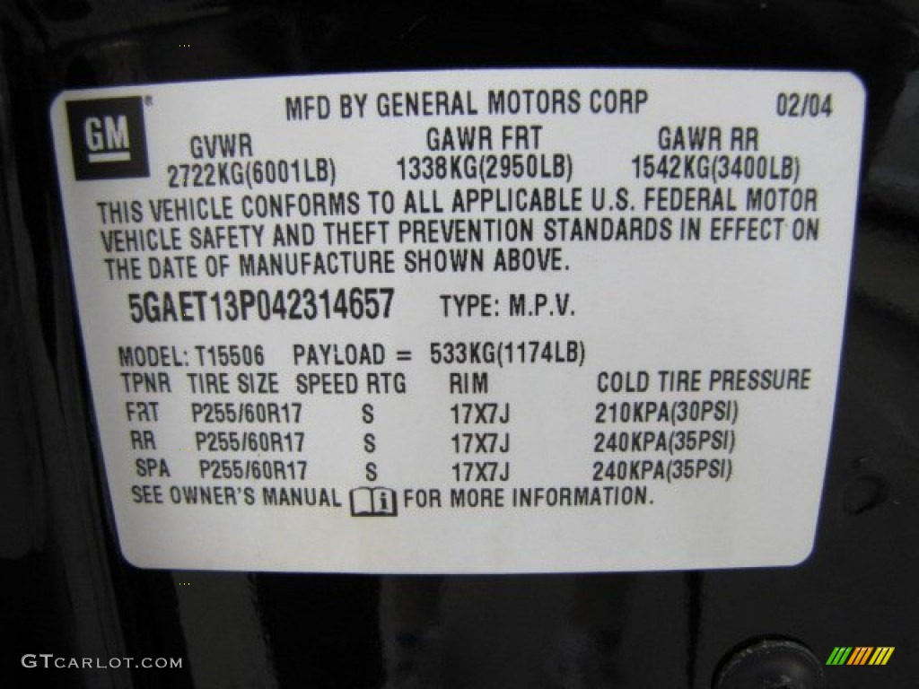 2004 Rainier CXL AWD - Black / Light Cashmere photo #50