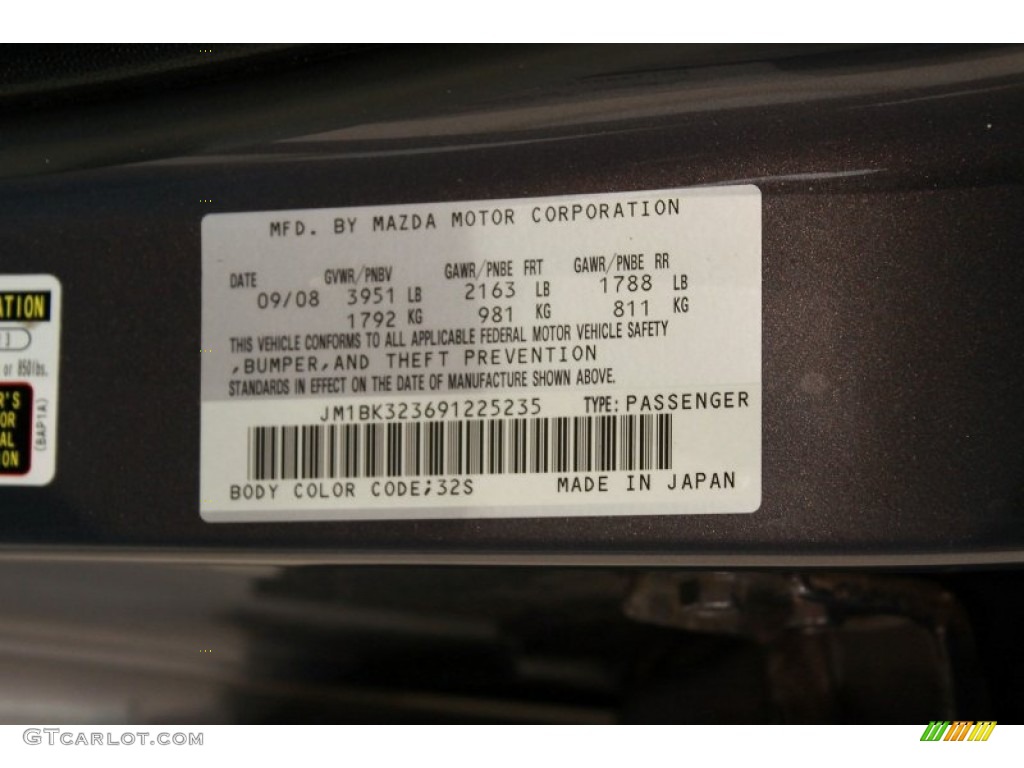 2009 MAZDA3 Color Code 32S for Galaxy Gray Mica Photo #68516212