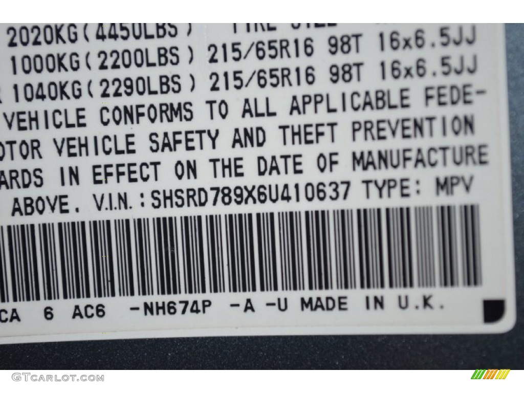 2006 CR-V Color Code NH674P for Pewter Pearl Photo #68518447