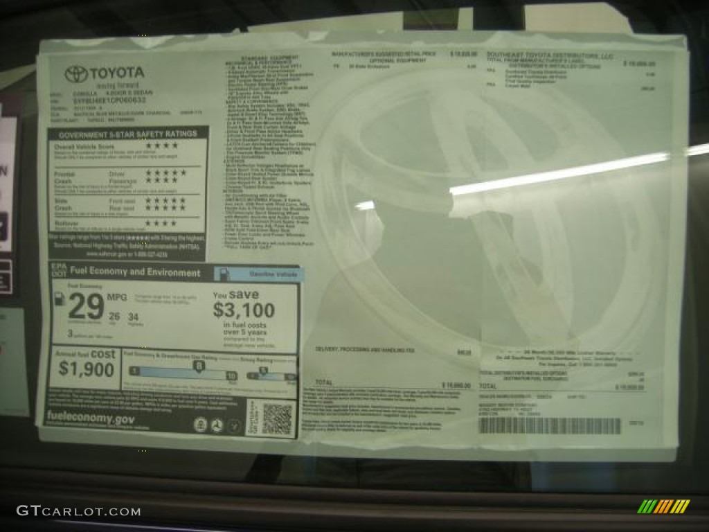 2012 Corolla S - Nautical Blue Metallic / Dark Charcoal photo #6