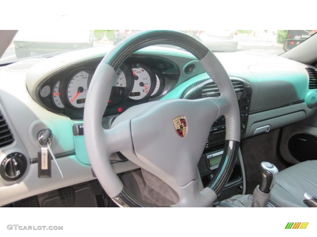 2004 Porsche 911 Carrera 4S Cabriolet Graphite Grey Steering Wheel Photo #68526316
