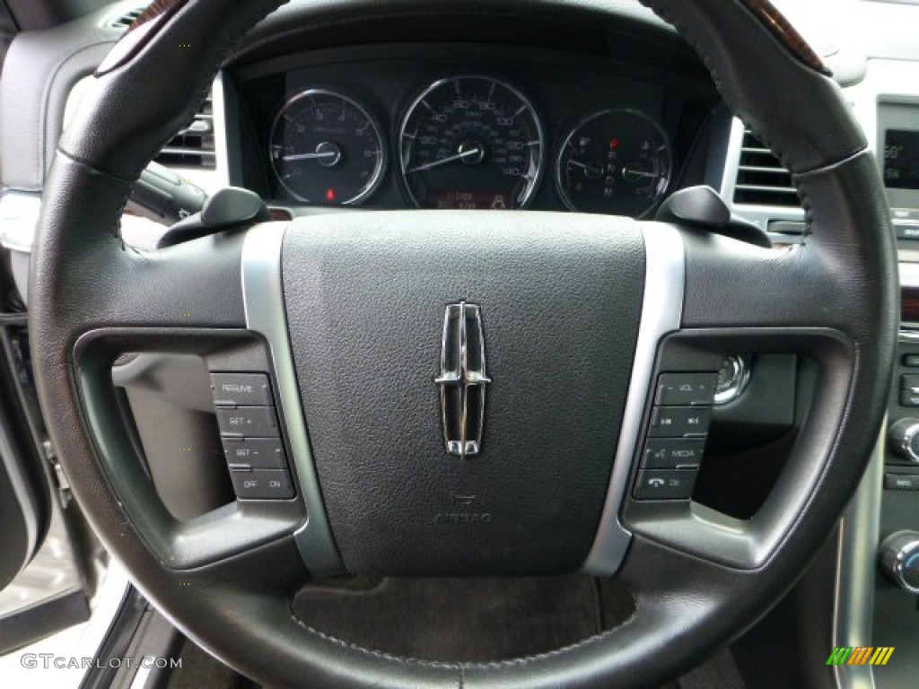 2011 Lincoln MKS AWD Charcoal Black Steering Wheel Photo #68526847