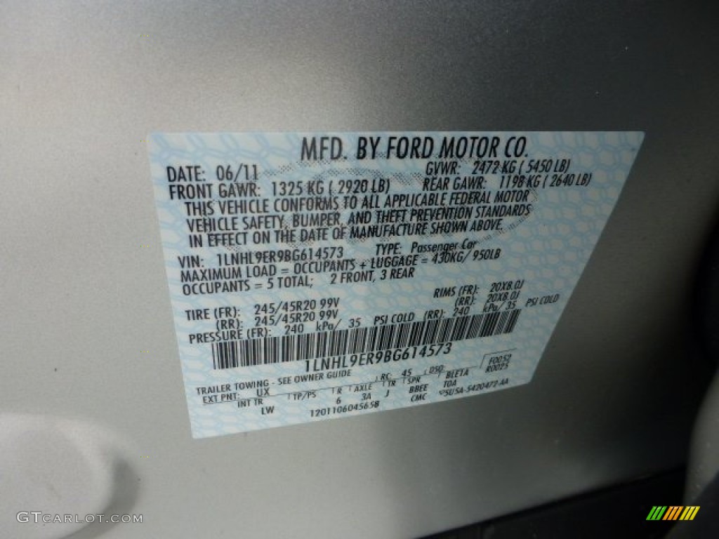 2011 MKS Color Code UX for Ingot Silver Metallic Photo #68526865