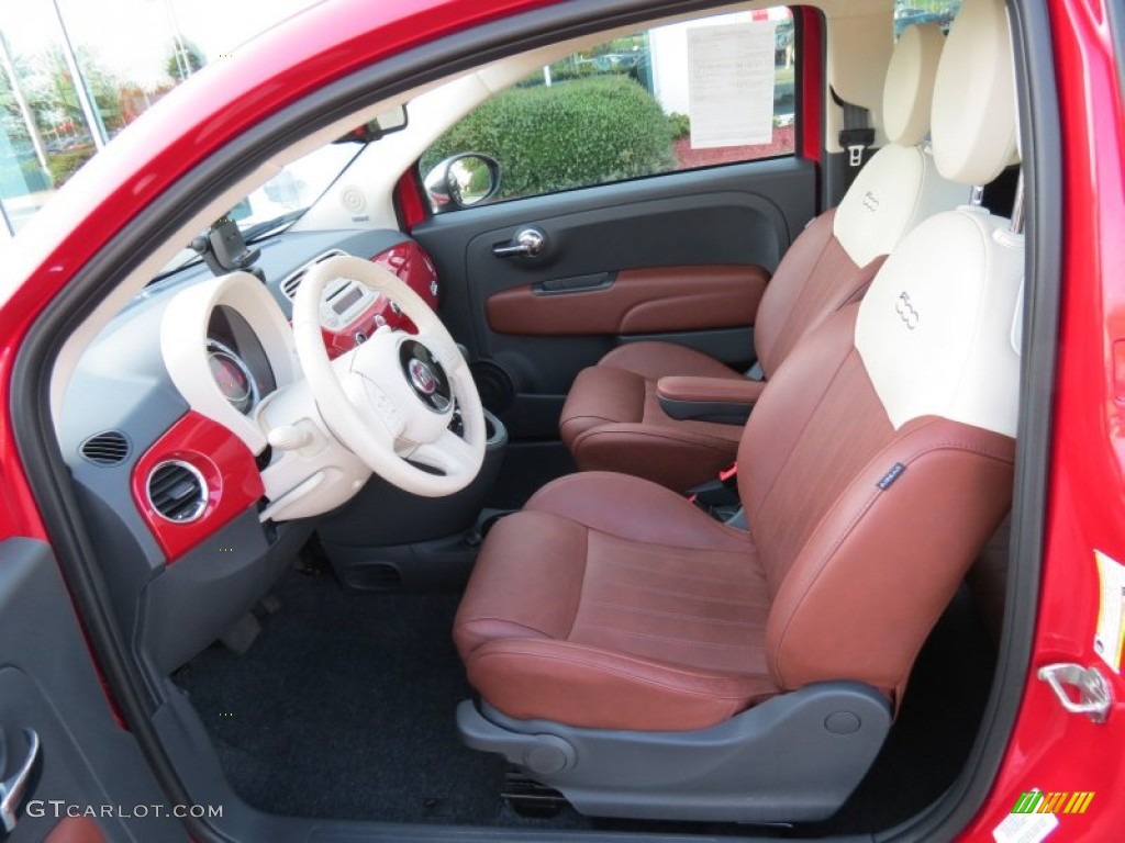 Pelle Marrone/Avorio (Brown/Ivory) Interior 2012 Fiat 500 Lounge Photo #68528098