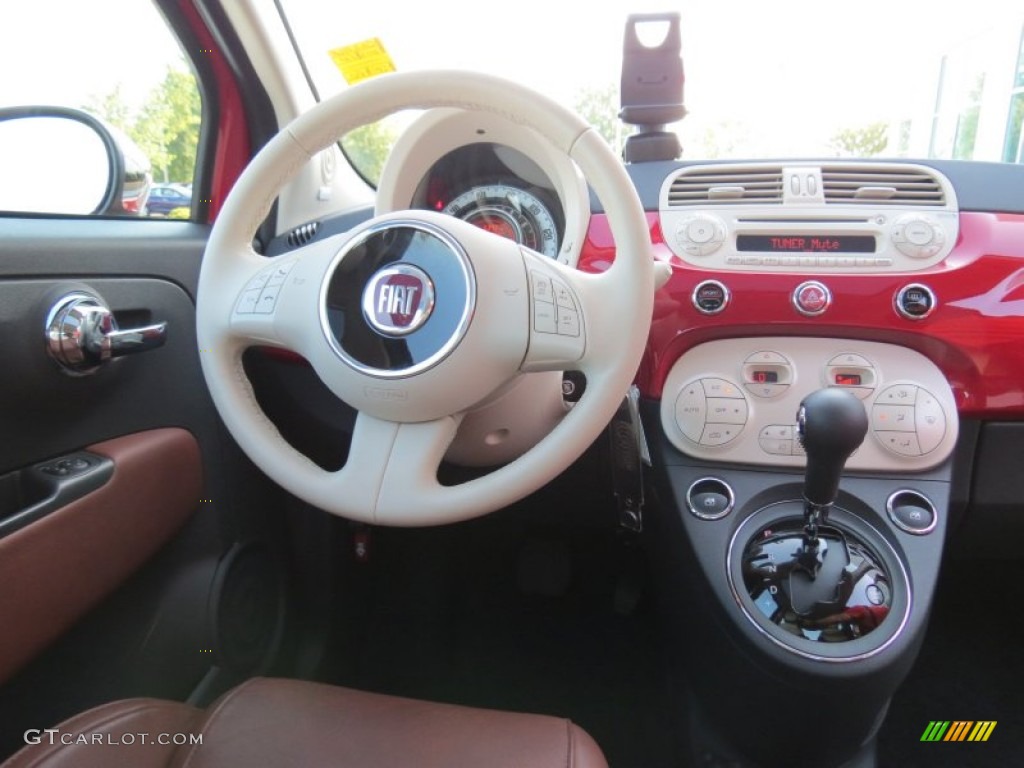 2012 Fiat 500 Lounge Pelle Marrone/Avorio (Brown/Ivory) Dashboard Photo #68528197