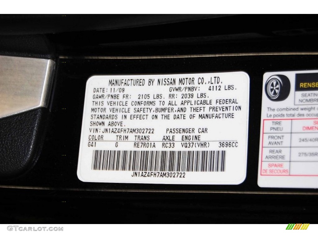 2010 370Z Color Code G41 for Magnetic Black Photo #68528914