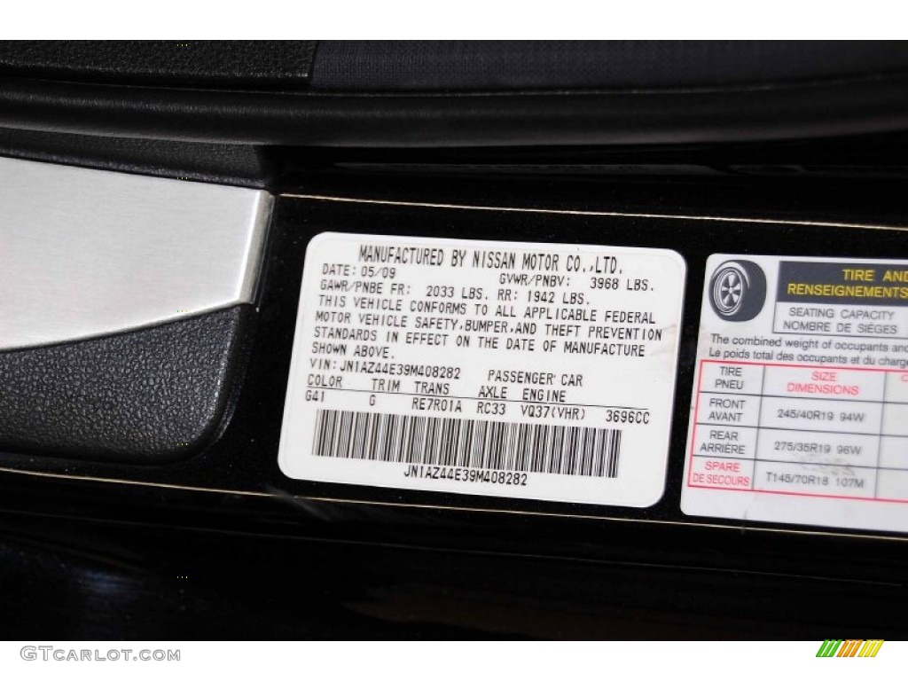 G41 2009 Nissan 370Z Sport Touring Coupe Parts