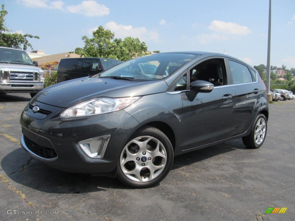 2011 Fiesta SES Hatchback - Monterey Grey Metallic / Charcoal Black/Blue Cloth photo #1