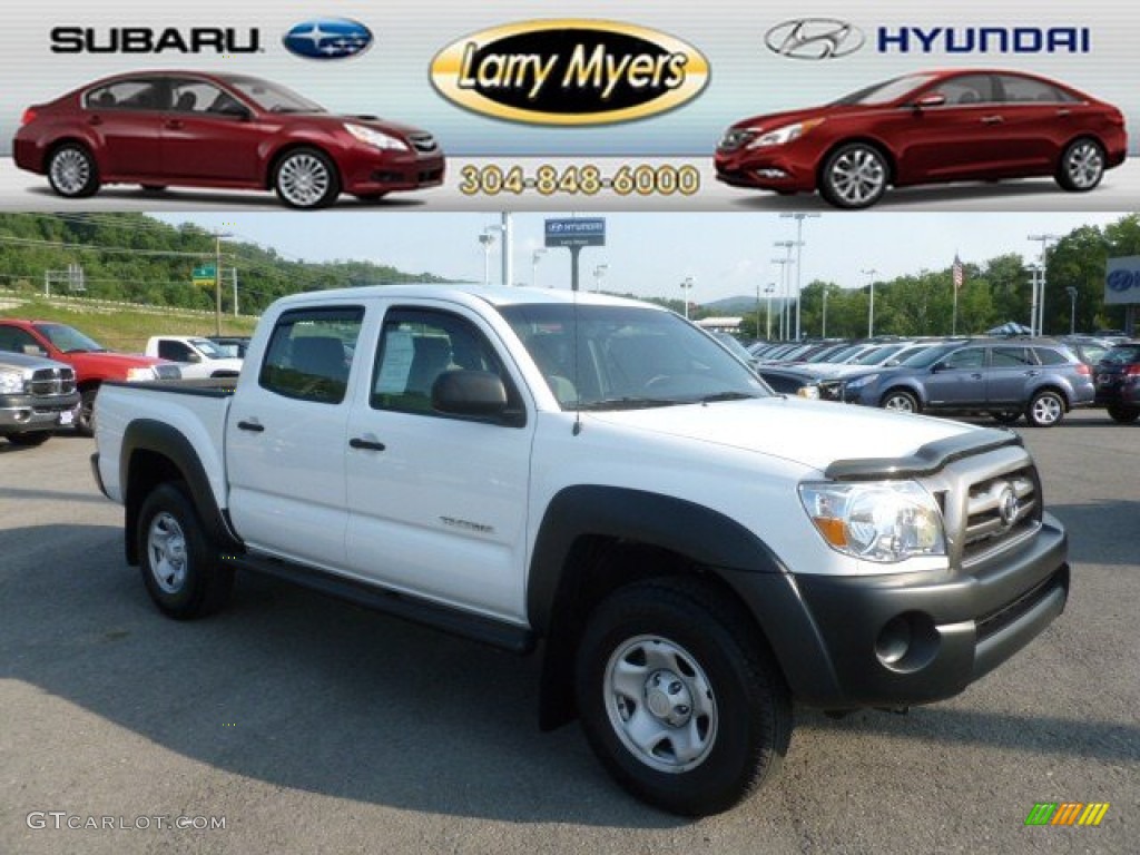 2010 Tacoma V6 Double Cab 4x4 - Super White / Graphite photo #1