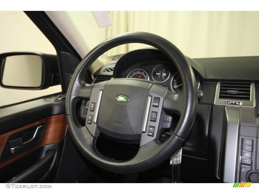 2006 Land Rover Range Rover Sport HSE Ebony Black Steering Wheel Photo #68539423