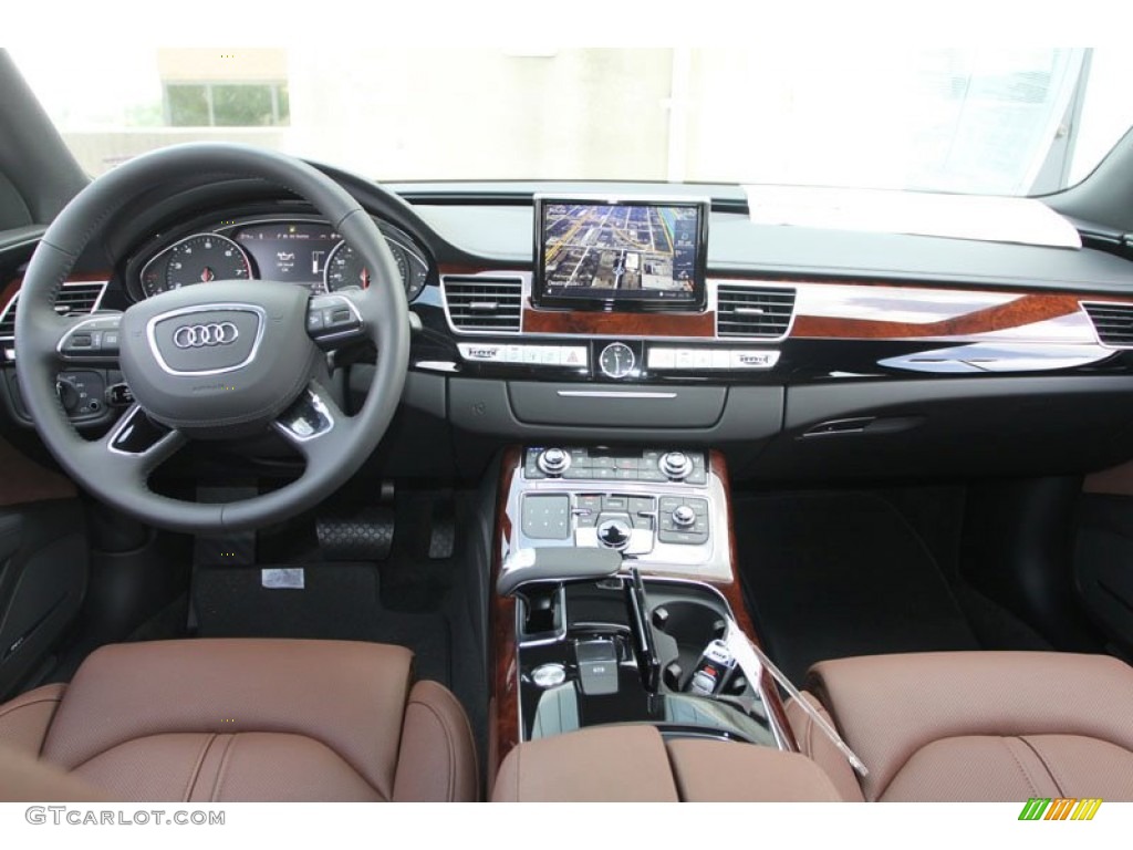 2013 Audi A8 L 3.0T quattro Nougat Brown Dashboard Photo #68541094