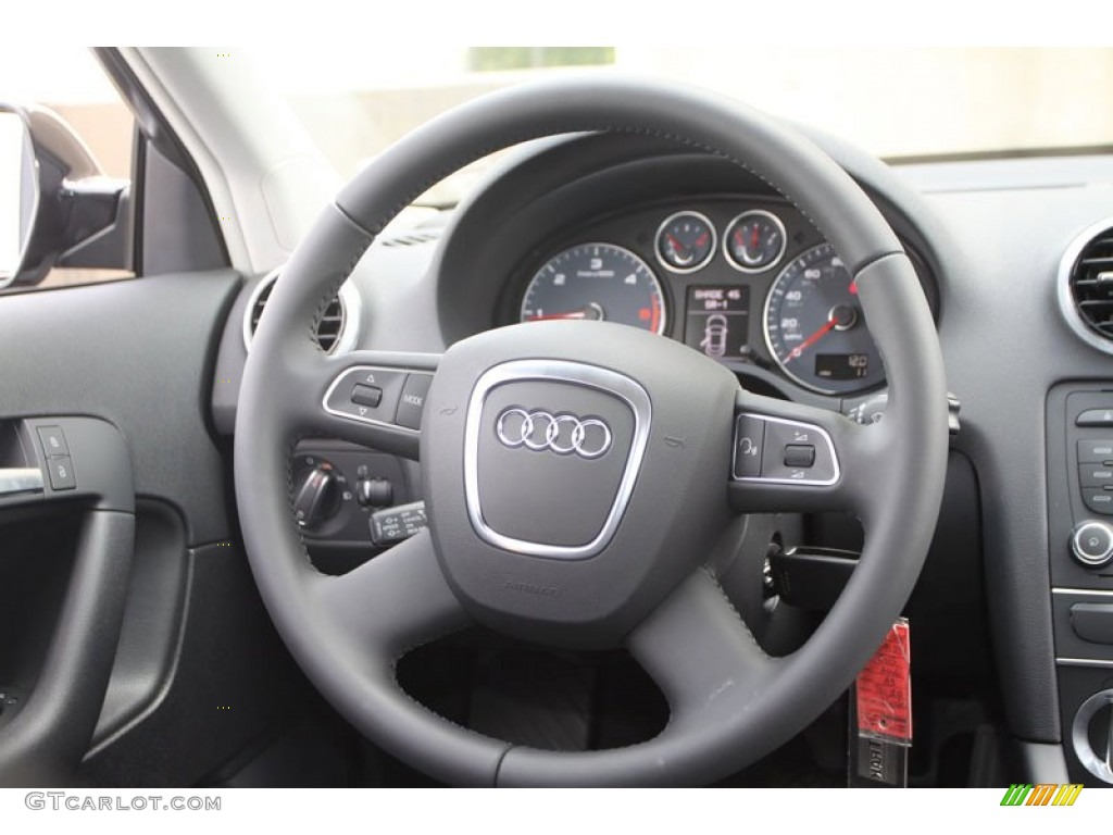 2013 Audi A3 2.0 TDI Black Steering Wheel Photo #68541952
