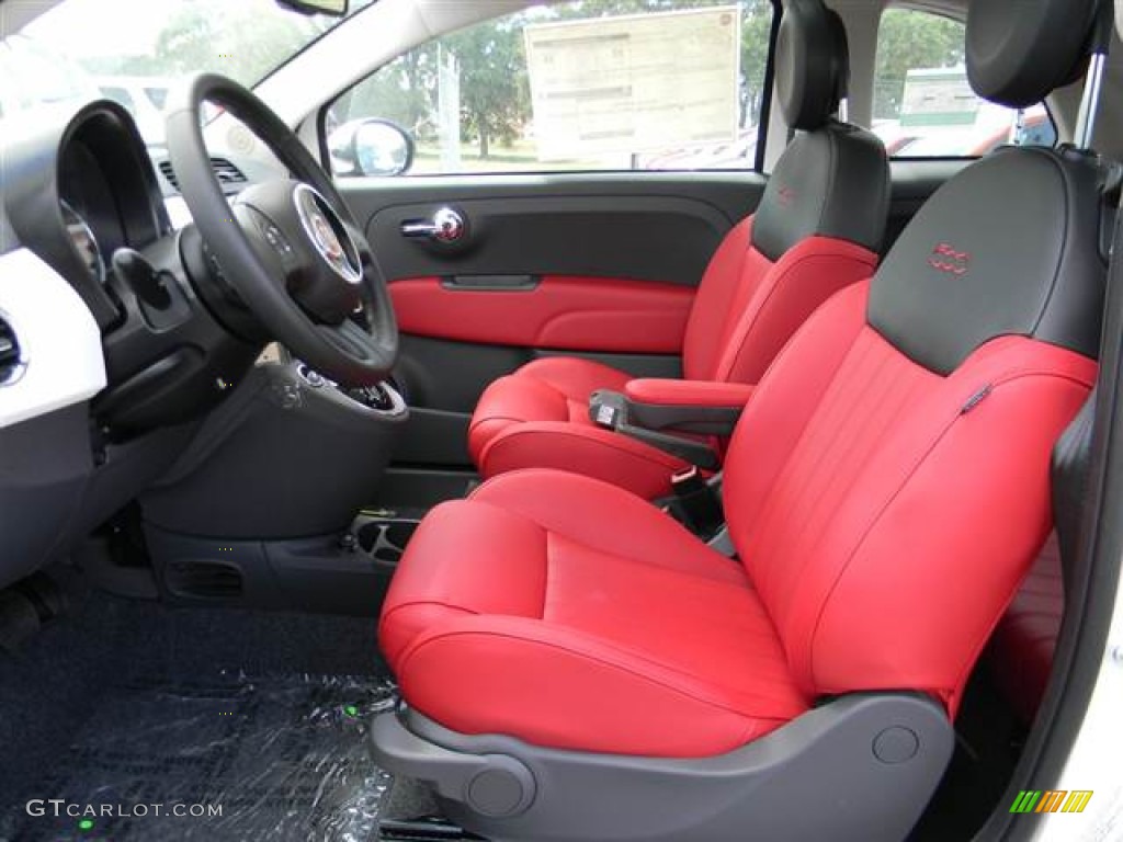 Pelle Rosso/Nera (Red/Black) Interior 2012 Fiat 500 Lounge Photo #68543899