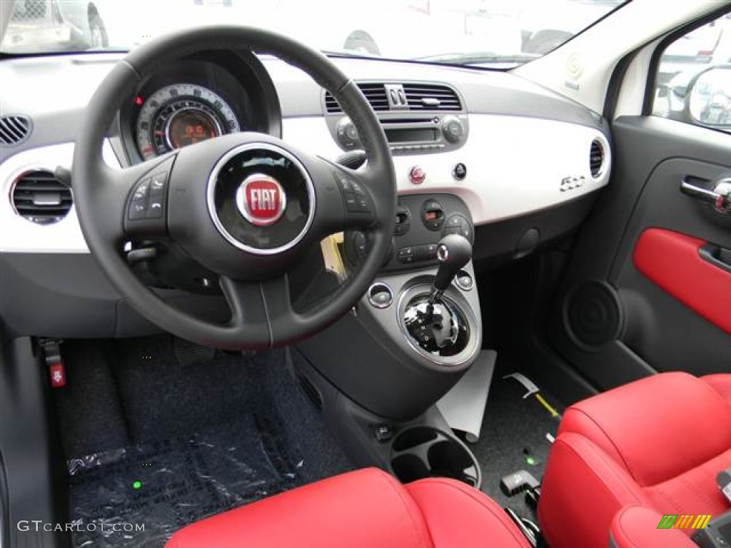 2012 Fiat 500 Lounge Pelle Rosso/Nera (Red/Black) Dashboard Photo #68543909