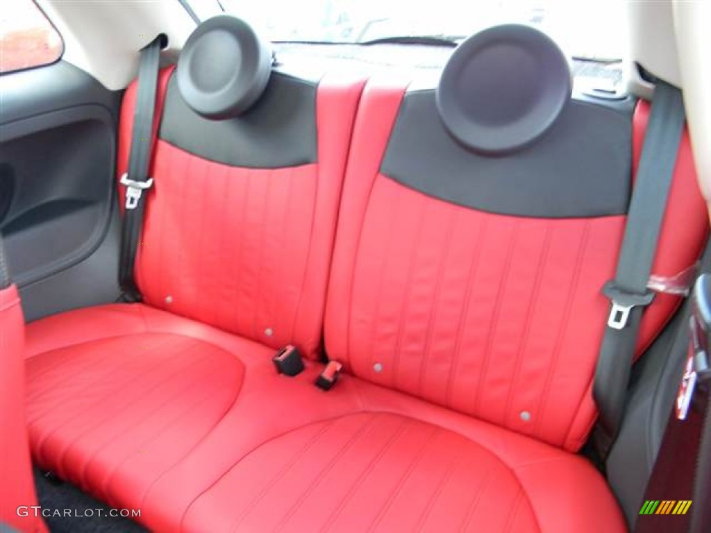 Pelle Rosso/Nera (Red/Black) Interior 2012 Fiat 500 Lounge Photo #68543918