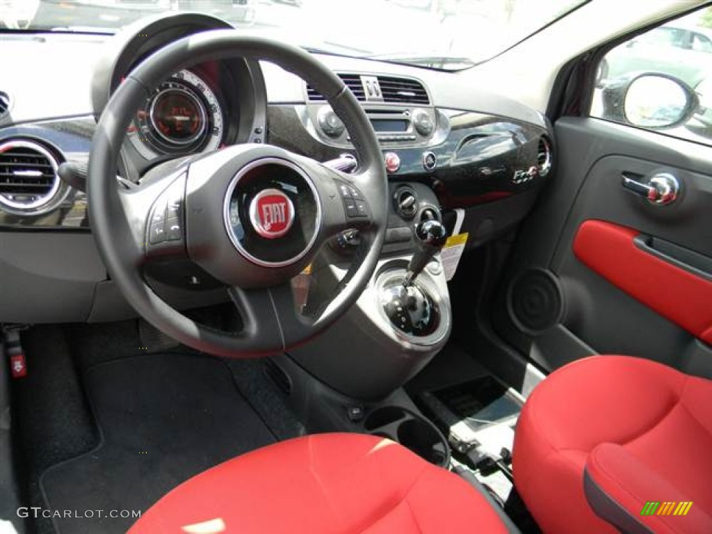 Tessuto Rosso/Nero (Red/Black) Interior 2012 Fiat 500 c cabrio Pop Photo #68544391