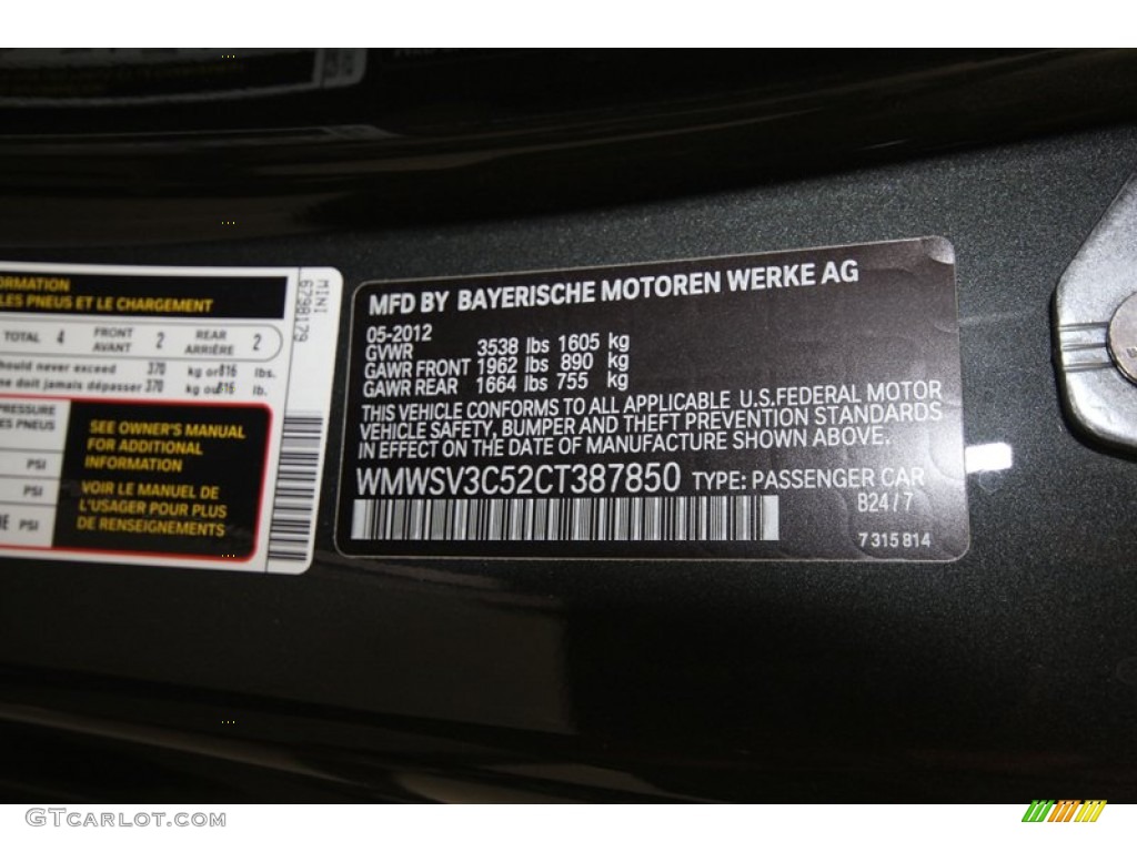 2012 Cooper Color Code B24 for Eclipse Gray Metallic Photo #68544880