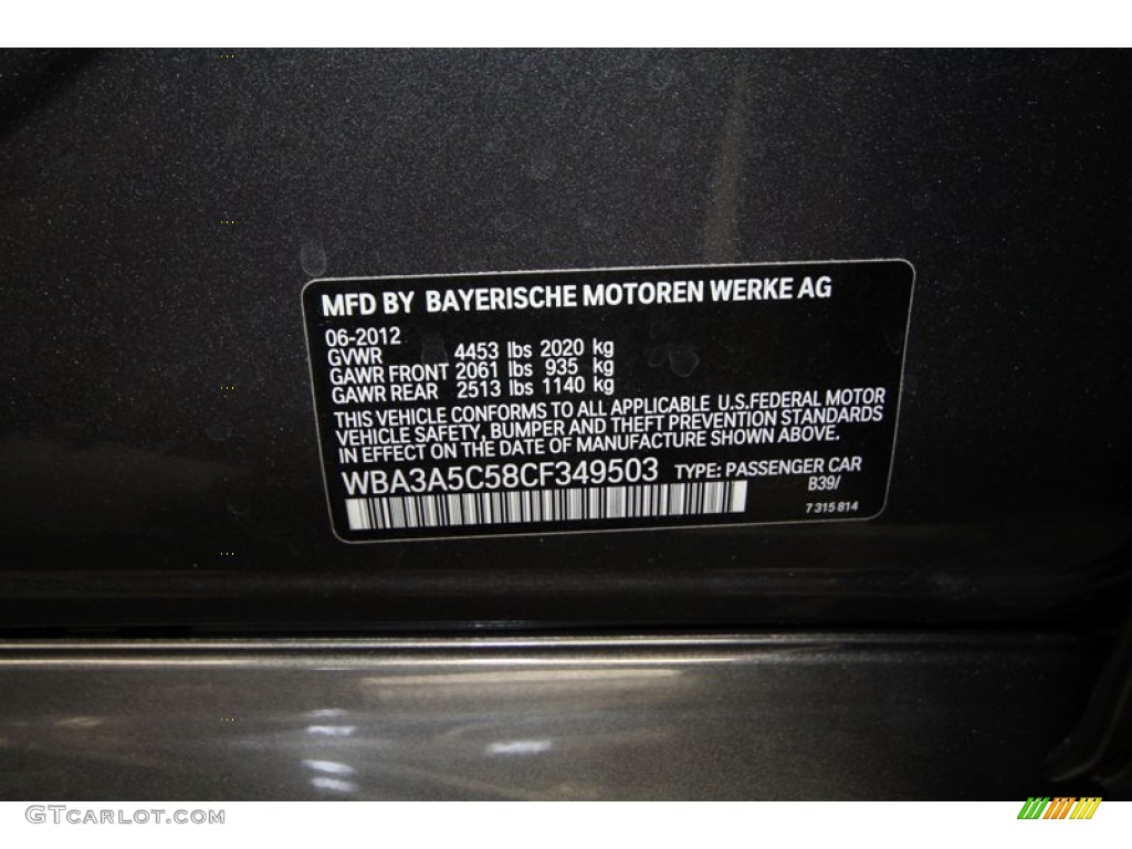 2012 BMW 3 Series 328i Sedan Info Tag Photos
