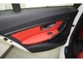 2012 BMW 3 Series Coral Red/Black Interior Door Panel Photo