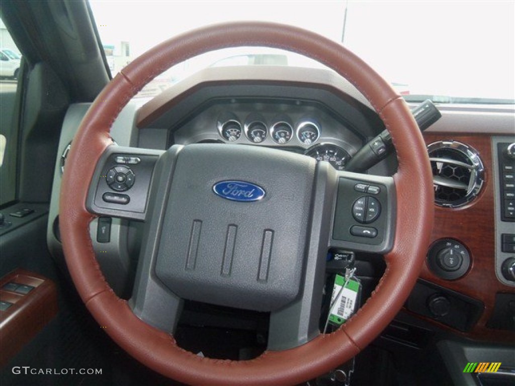 2012 Ford F350 Super Duty King Ranch Crew Cab 4x4 Chaparral Leather Steering Wheel Photo #68546947