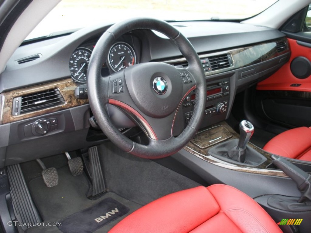2007 BMW 3 Series 335i Coupe Coral Red/Black Dashboard Photo #68549374