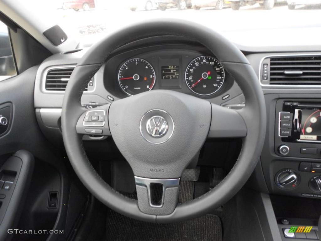 2013 Volkswagen Jetta TDI Sedan Titan Black Steering Wheel Photo #68552881