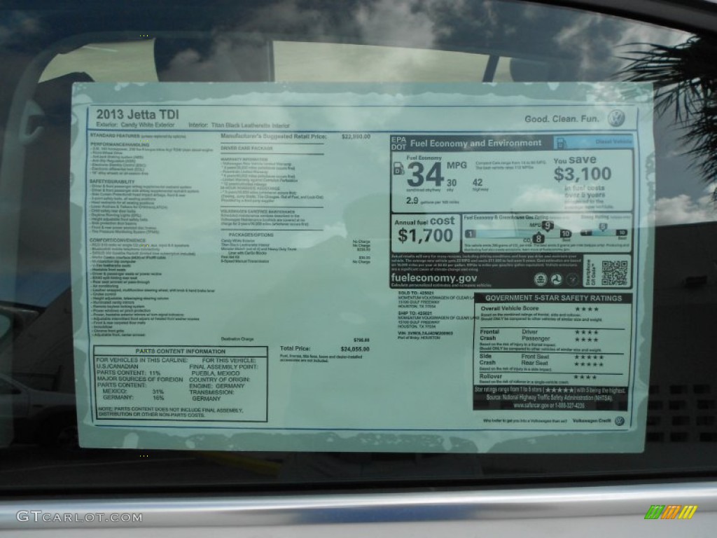 2013 Volkswagen Jetta TDI Sedan Window Sticker Photo #68553790