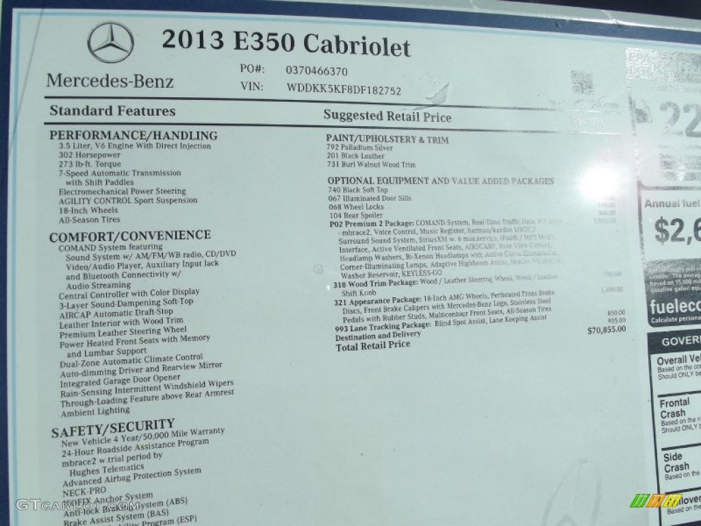 2013 E 350 Cabriolet - Palladium Silver Metallic / Black photo #14