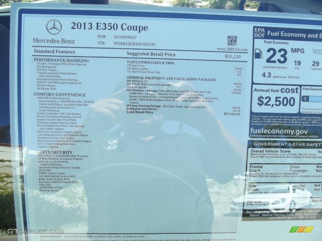 2013 Mercedes-Benz E 350 Coupe Window Sticker Photo #68555848