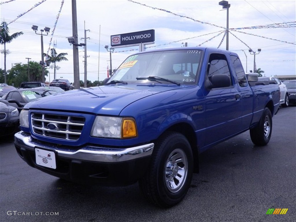 2001 Ranger XLT SuperCab - Bright Island Blue Metallic / Medium Prairie Tan photo #7