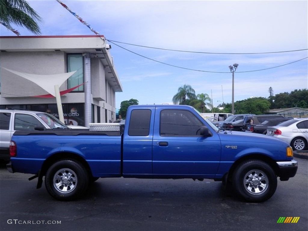2001 Ranger XLT SuperCab - Bright Island Blue Metallic / Medium Prairie Tan photo #16