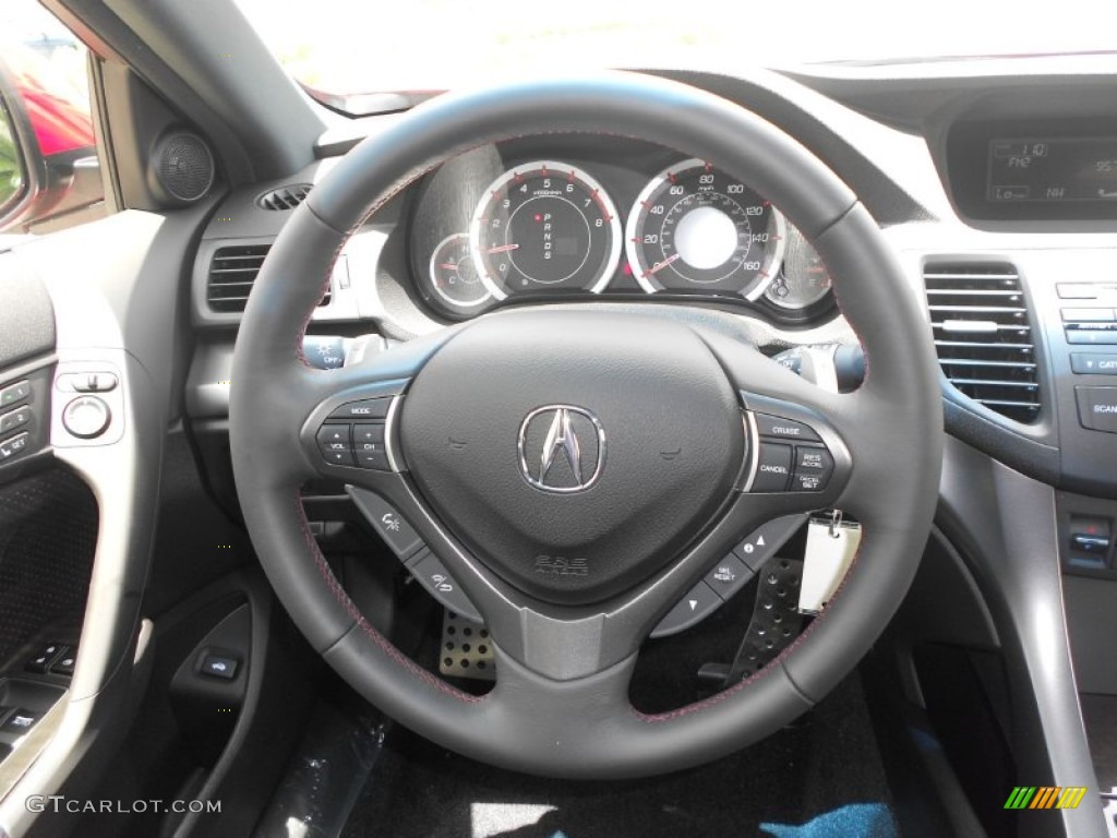 2012 Acura TSX Sedan Ebony Steering Wheel Photo #68558689