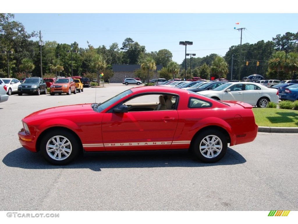 2008 Mustang V6 Deluxe Coupe - Torch Red / Medium Parchment photo #2