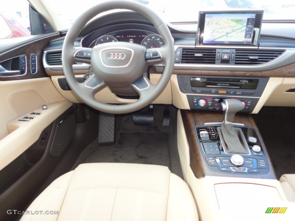 2013 Audi A7 3.0T quattro Prestige Velvet Beige Dashboard Photo #68564614