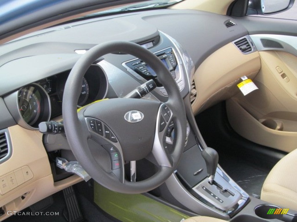 2013 Elantra GLS - Blue Sky Metallic / Beige photo #6