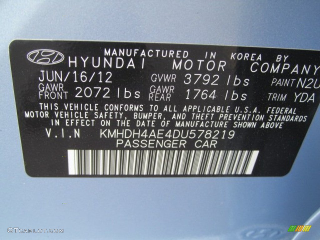 2013 Elantra GLS - Blue Sky Metallic / Beige photo #10