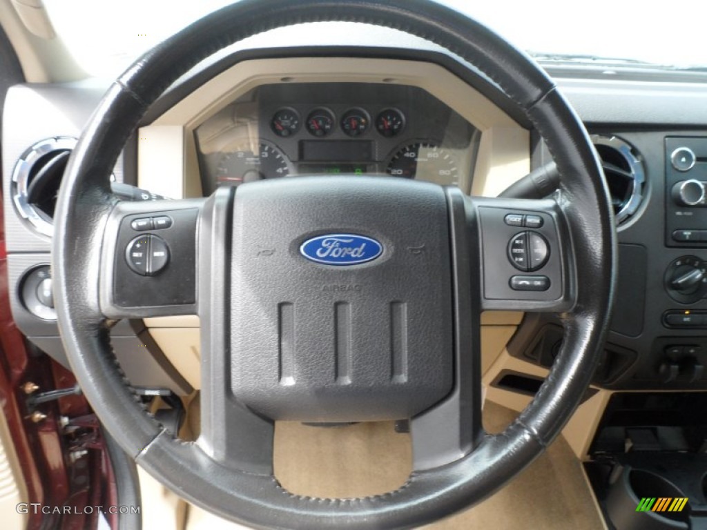 2010 Ford F250 Super Duty XLT Crew Cab Camel Steering Wheel Photo #68569996