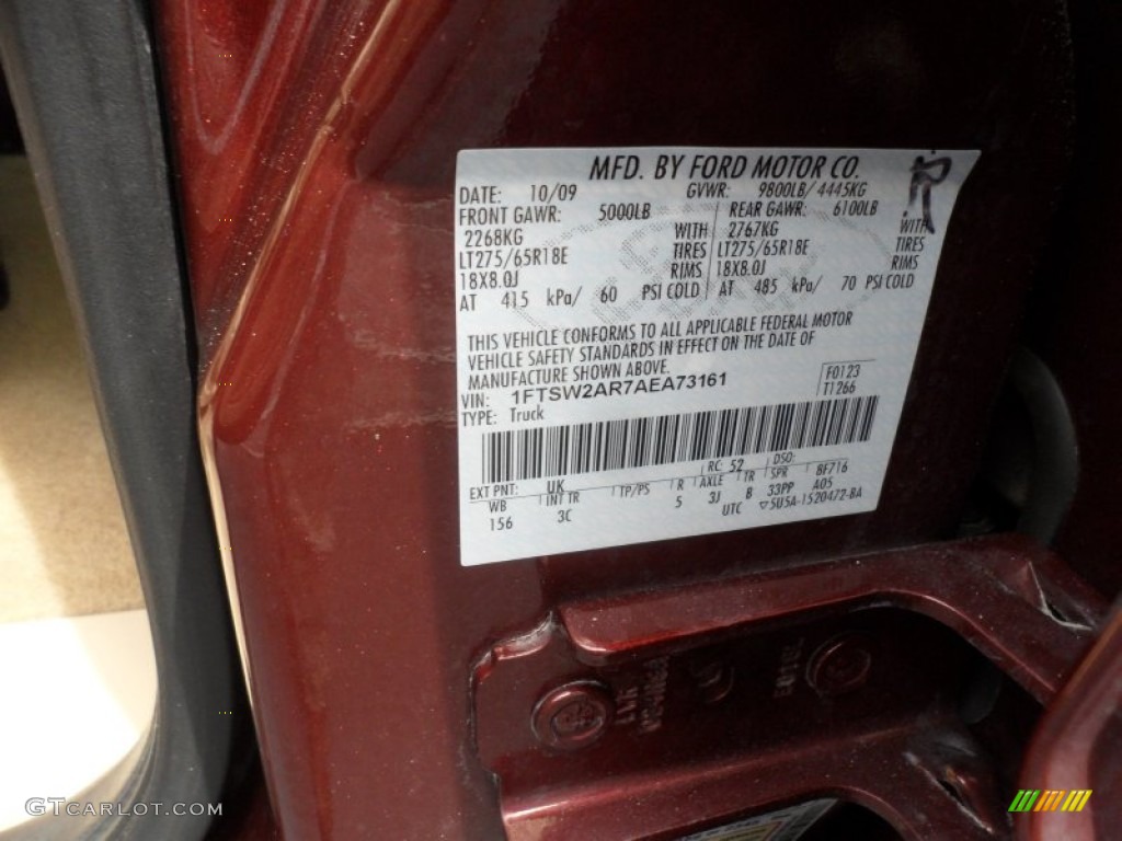 2010 F250 Super Duty Color Code UK for Royal Red Metallic Photo #68570020