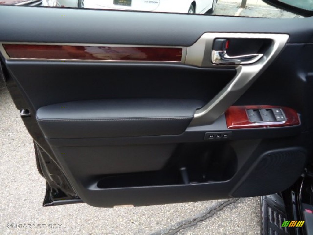 2013 Lexus GX 460 Black/Auburn Bubinga Door Panel Photo #68577493