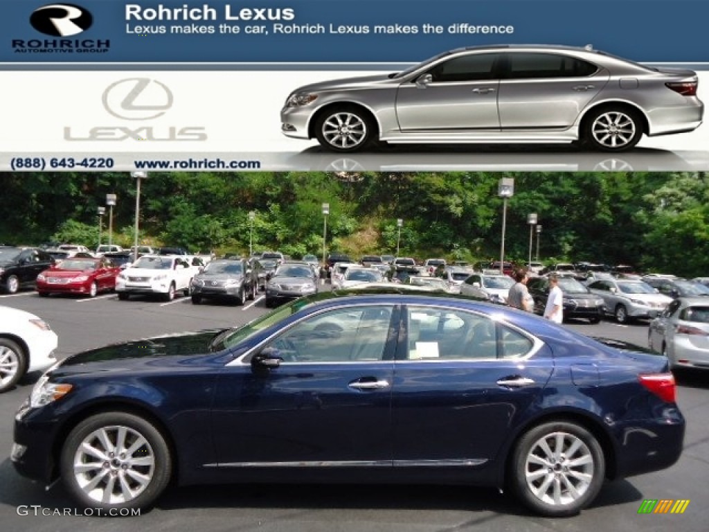 2012 LS 460 AWD - Deep Sea Blue Mica / Parchment/Medium Brown Walnut photo #1