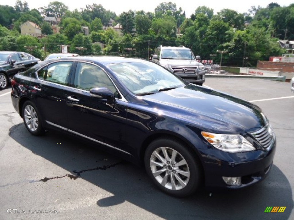 2012 LS 460 AWD - Deep Sea Blue Mica / Parchment/Medium Brown Walnut photo #6