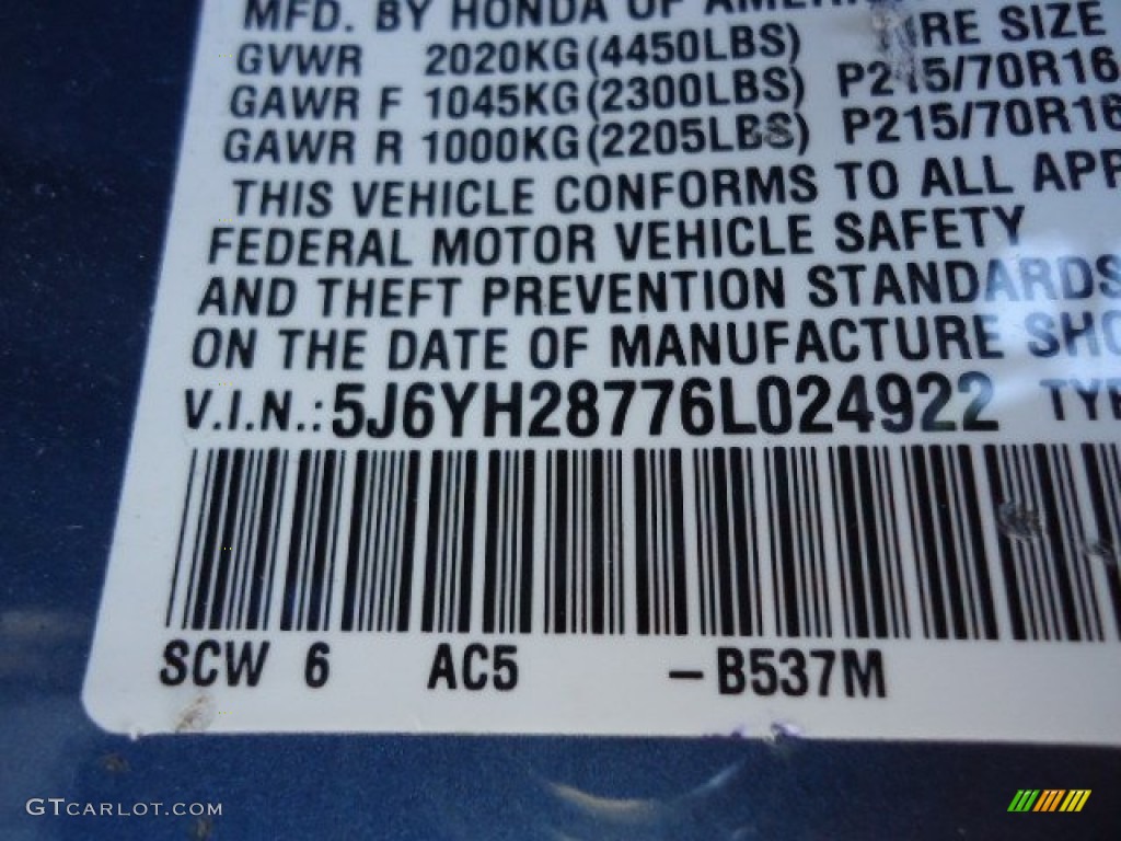 2006 Element Color Code B537M for Atomic Blue Metallic Photo #68581751