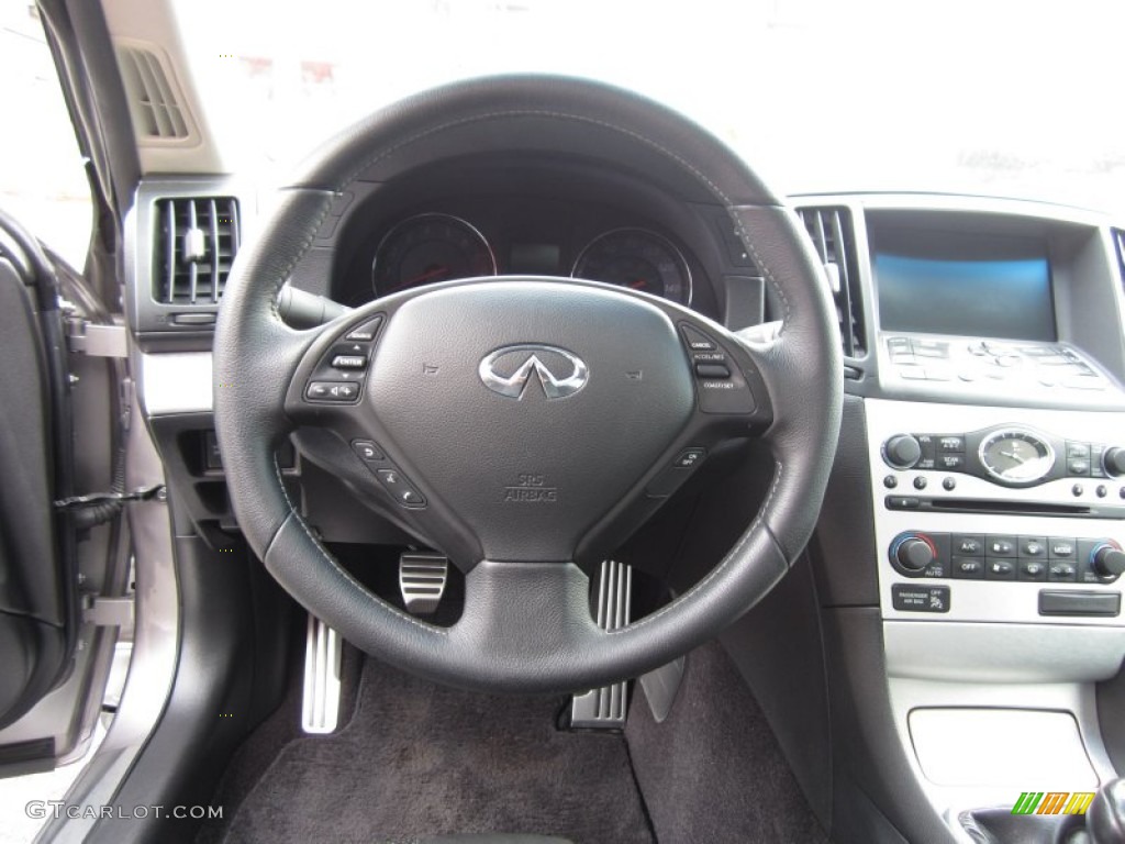 2009 Infiniti G 37 S Sport Coupe Graphite Steering Wheel Photo #68586498