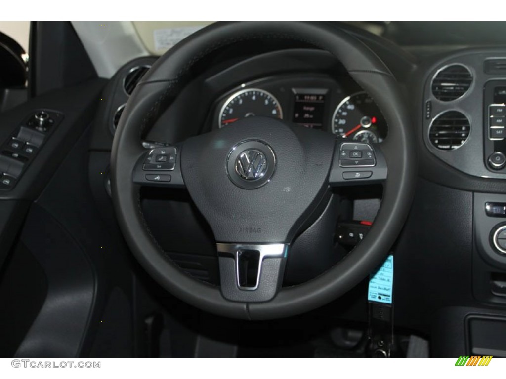 2013 Volkswagen Tiguan S Black Steering Wheel Photo #68588954