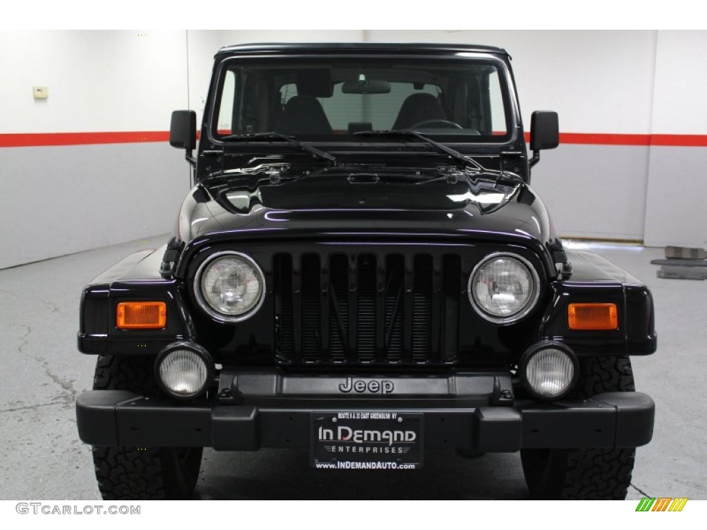 2002 Wrangler Sahara 4x4 - Black / Camel Beige/Dark Green photo #2