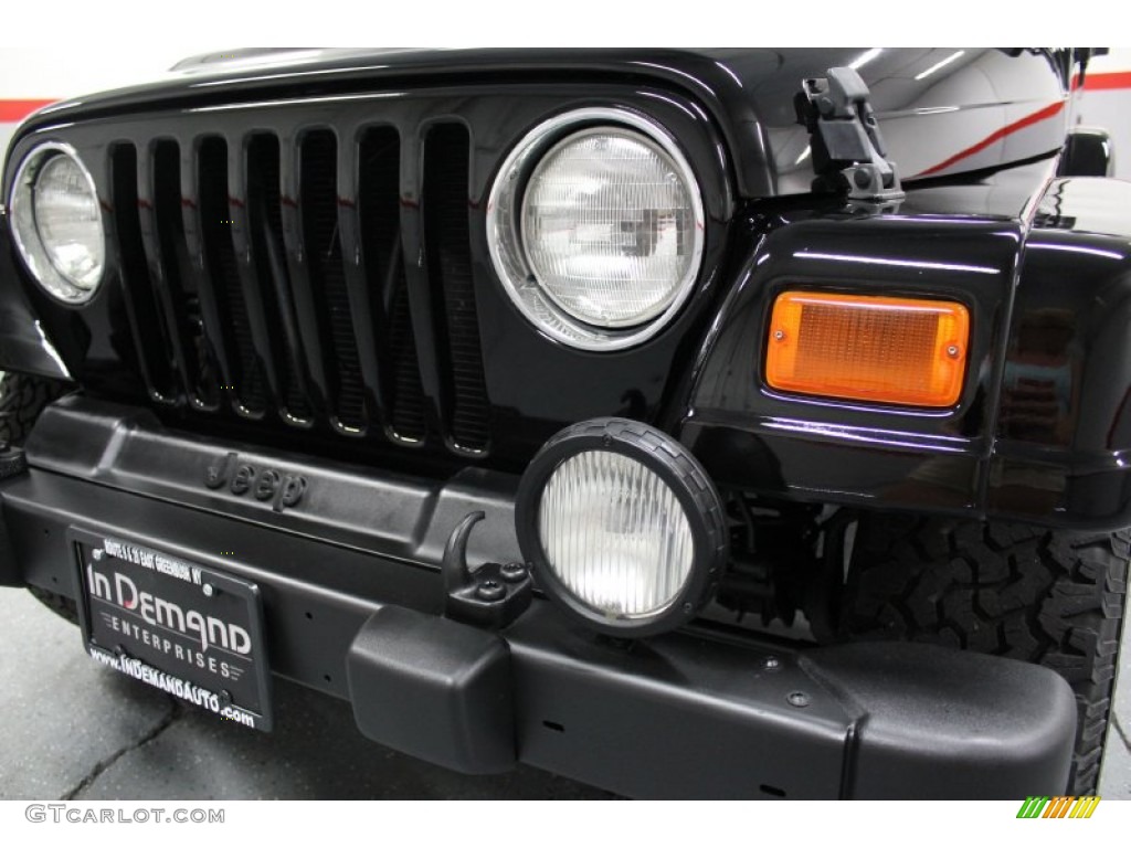 2002 Wrangler Sahara 4x4 - Black / Camel Beige/Dark Green photo #9