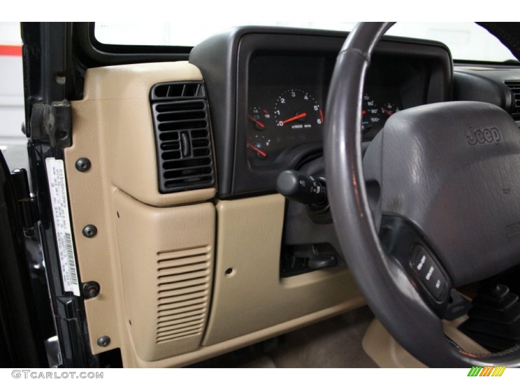 2002 Wrangler Sahara 4x4 - Black / Camel Beige/Dark Green photo #25