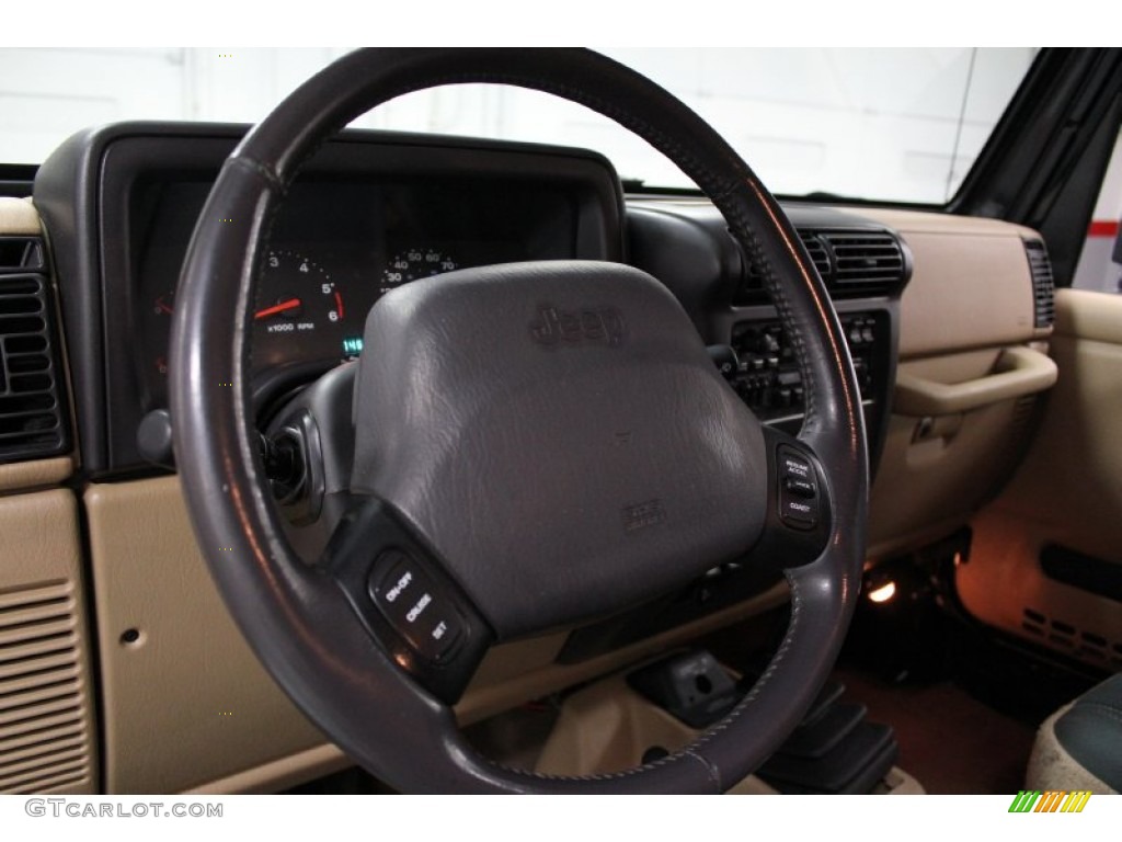 2002 Jeep Wrangler Sahara 4x4 Camel Beige/Dark Green Steering Wheel Photo #68590160